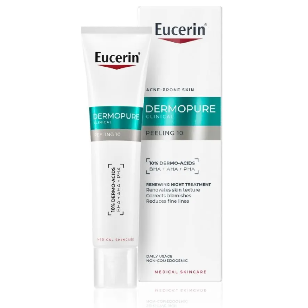 EUCERIN DERMOPURE CLINICAL Peeling 10 обновяваща нощна грижа срещу несъвършенства за лице с акнеична кожа 40 мл - Грижа за лицето