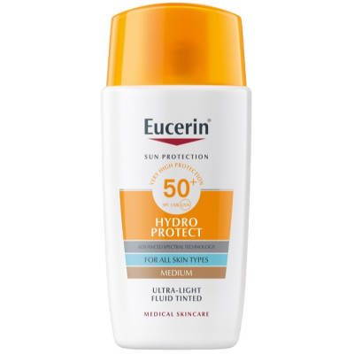 EUCERIN SUN HYDRO PROTECT SPF50+ MEDIUM оцветен слънцезащитен ултралек флуид за лице за всeки тип кожа ТЪМЕН 50 мл