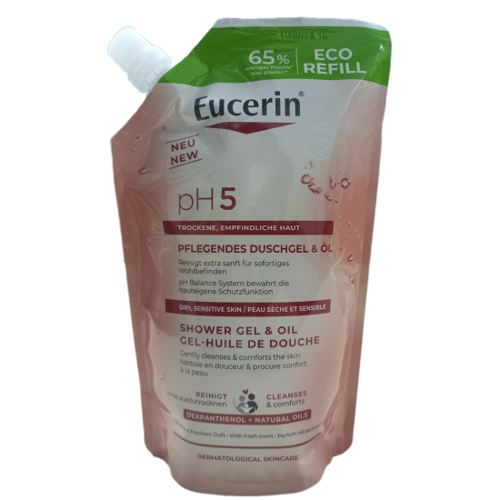 EUCERIN PH5 Shower Gel & Oil Refill душ-гел с натурални масла за тяло за суха чувствителна кожа ЕКО ПЪЛНИТЕЛ 400 мл