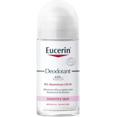 EUCERIN DEO Deodorant Roll-on 48h 0% Aluminium део рол-он за нормално изпотяване 48 ч без алуминий за чувствителна кожа 50 мл