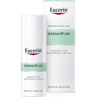 EUCERIN DERMOPURE Adjunctive soothing cream хидратиращ и успокояващ крем за лице за изсушена от медикаменти акнеична кожа 50 мл