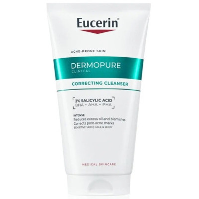 EUCERIN DERMOPURE CLINICAL Correcting Cleanser коригиращ измиващ гел за лице и тяло срещу петна от акне 150 мл