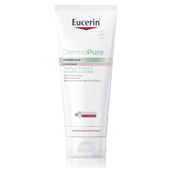 EUCERIN DERMOPURE Tripple Effect Body Cream крем за тяло с тройно действие за мазна акнечна кожа срещу петна и лъщене 200 мл