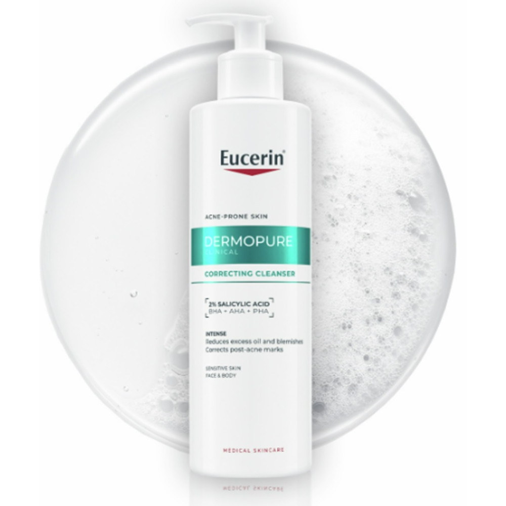 EUCERIN DERMOPURE CLINICAL Correcting Cleanser коригиращ измиващ гел за лице и тяло срещу петна от акне 400 мл - Грижа за лицето и тялото