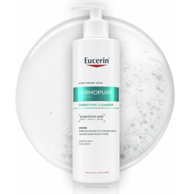 EUCERIN DERMOPURE CLINICAL Correcting Cleanser коригиращ измиващ гел за лице и тяло срещу петна от акне 400 мл