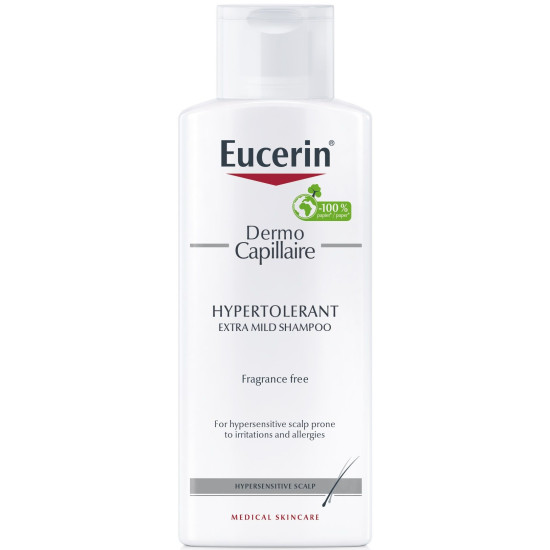 EUCERIN DERMOCAPILLAIRE Hypertolerant Extra Mild Shampoo нежен шампоан за свръхчувствителен скалп успокояващ раздразнения 250 мл