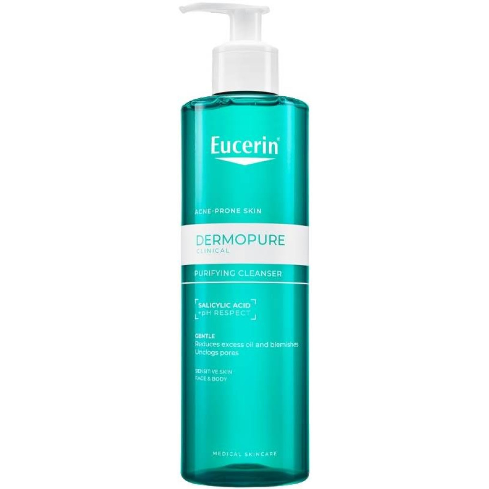 EUCERIN DERMOPURE CLINICAL Purifying Cleanser нежен измивен гел за лице и тяло за мазна кожа склонна към акне 200 мл - Грижа за лицето и тялото