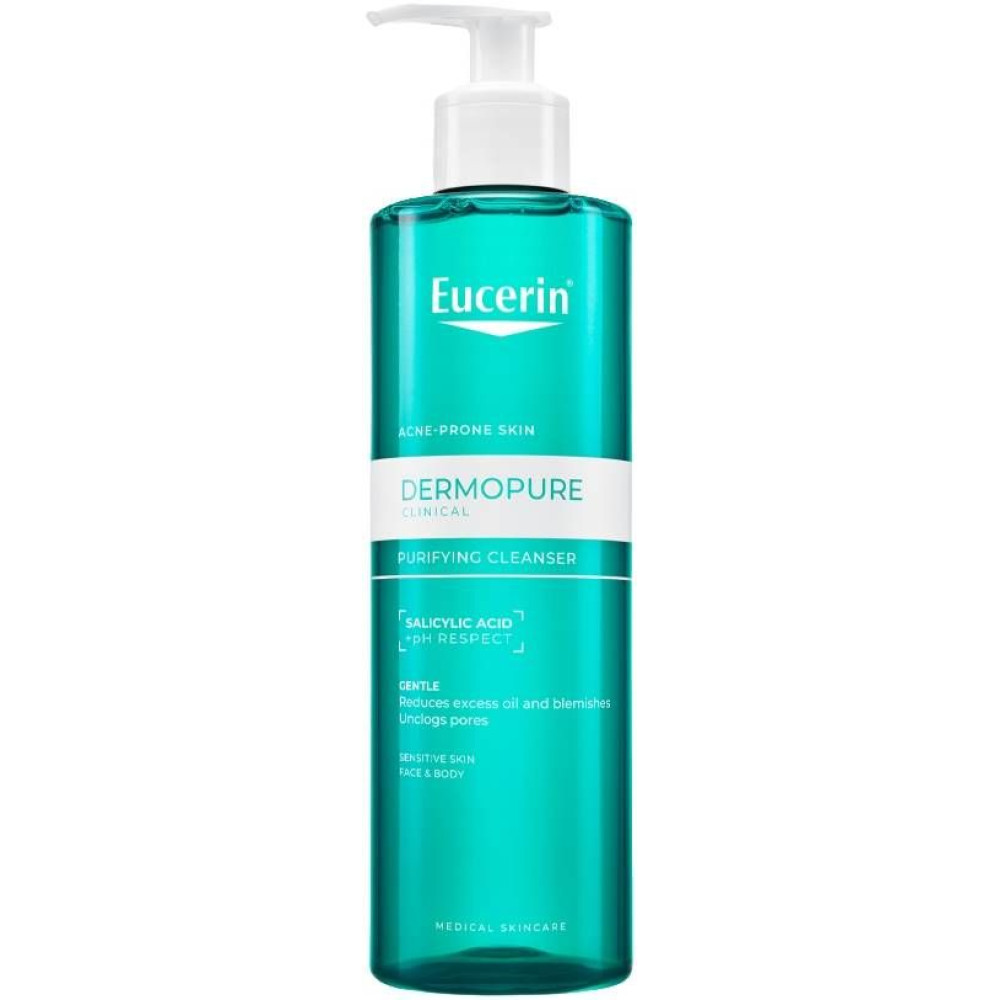 EUCERIN DERMOPURE CLINICAL Purifying Cleanser нежен измивен гел за лице и тяло за мазна кожа склонна към акне 400 мл - Грижа за лицето и тялото