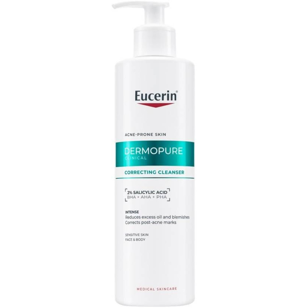 EUCERIN DERMOPURE CLINICAL Correcting Cleanser коригиращ измиващ гел за лице и тяло срещу петна от акне 400 мл - Грижа за лицето и тялото