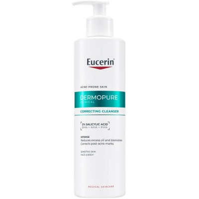 EUCERIN DERMOPURE CLINICAL Correcting Cleanser коригиращ измиващ гел за лице и тяло срещу петна от акне 400 мл