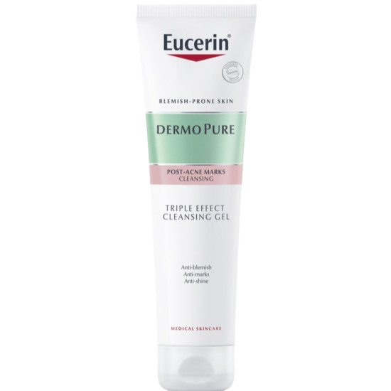 EUCERIN DERMOPURE Tripple Effect Cleansing Gel измивен гел за лице и тяло с тройно действие против акне белези и лъщене 150 мл