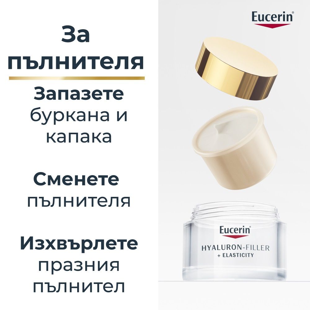 EUCERIN ПРОМО КОМПЛЕКТ HYALURON-FILLER + ELASTICITY SPF30 дневен крем за лице против бръчки за всеки тип кожа 50 мл + РЕФИЛ 50мл - Грижа за лицето