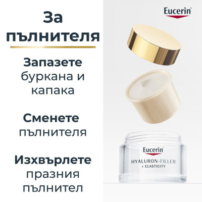 EUCERIN ПРОМО КОМПЛЕКТ HYALURON-FILLER + ELASTICITY нощен крем за лице против бръчки за всеки тип кожа 50 мл + РЕФИЛ 50 мл