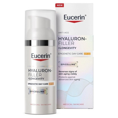 EUCERIN HYALURON-FILLER + LONGEVITY EPIGENETIC Day SPF30 дневна грижа за лице против стареене за всеки тип кожа 50 мл