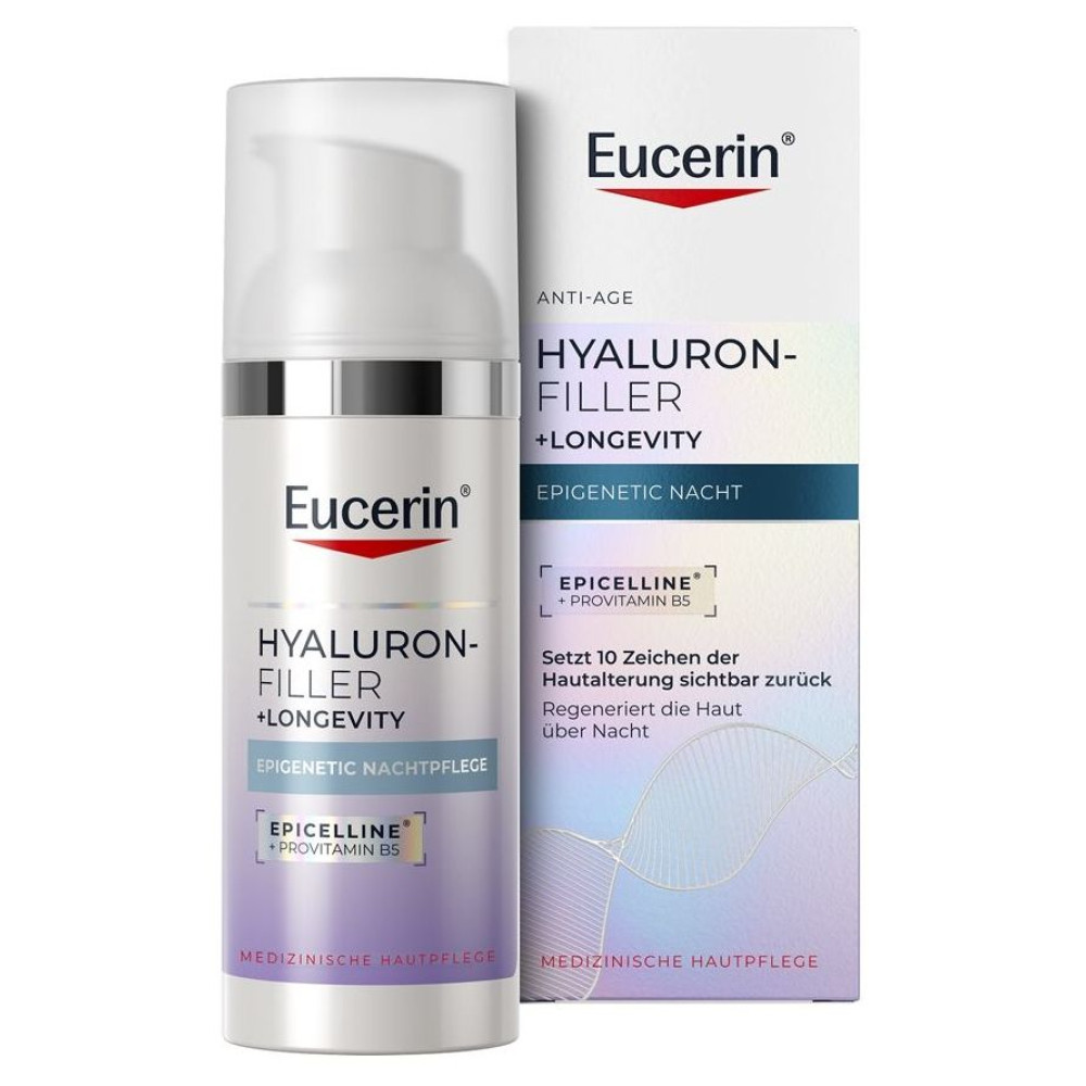 EUCERIN HYALURON-FILLER + LONGEVITY EPIGENETIC Night нощна грижа за лице против стареене за всеки тип кожа 50 мл - Грижа за лицето