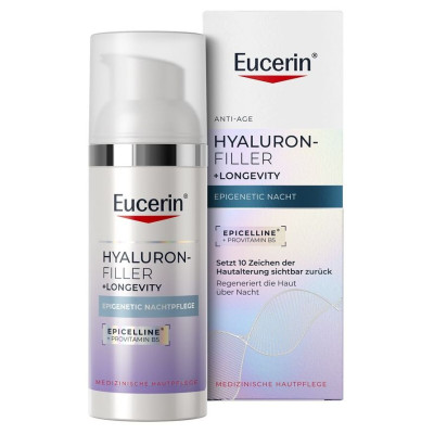 EUCERIN HYALURON-FILLER + LONGEVITY EPIGENETIC Night нощна грижа за лице против стареене за всеки тип кожа 50 мл