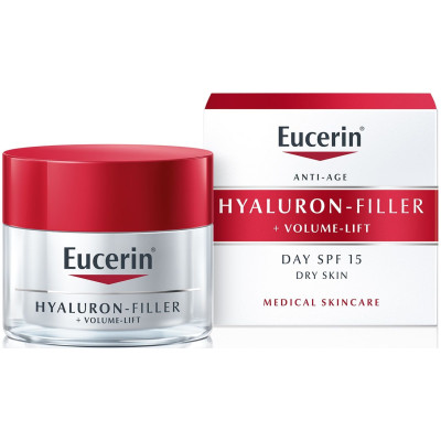 ЕУСЕРИН HYALURON FILLER + VOLUME LIFT SPF15 дневен крем за лице за суха кожа 50 мл