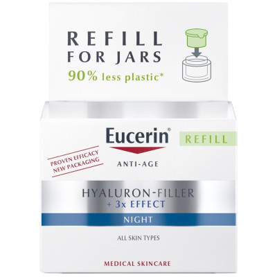 EUCERIN HYALURON-FILLER + 3x EFFECT Night Cream REFILL Пълнител за нощен крем за лице против бръчки за всеки тип кожа 50 мл