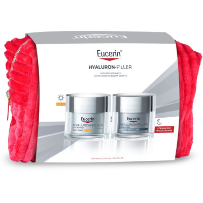 EUCERIN HYALURON-FILLER + 3x EFFECT КОМПЛЕКТ Дневен крем SPF30 50 мл + Нощен крем 50 мл + НЕСЕСЕР