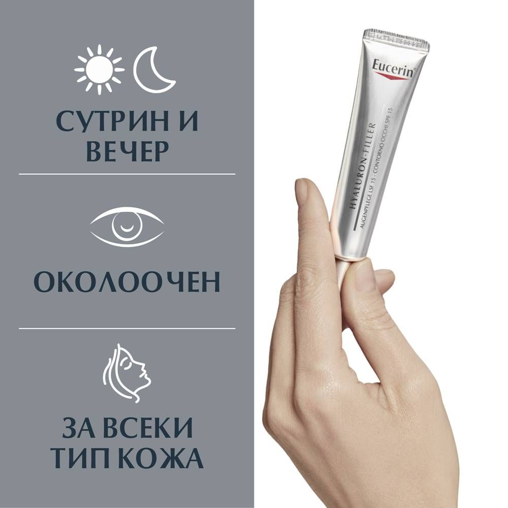 EUCERIN HYALURON-FILLER + 3x EFFECT ПРОМО КОМПЛЕКТ Day SPF30 Cream дневен крем за лице 50 мл + SPF15 околоочен крем 15 мл - Грижа за лицето EUCERIN HYALURON-FILLER + 3x EFFECT ПРОМО КОМПЛЕКТ Day SPF30 Cream дневен крем за лице 50 мл + SPF15 околоочен крем 15 мл - Грижа за лицето