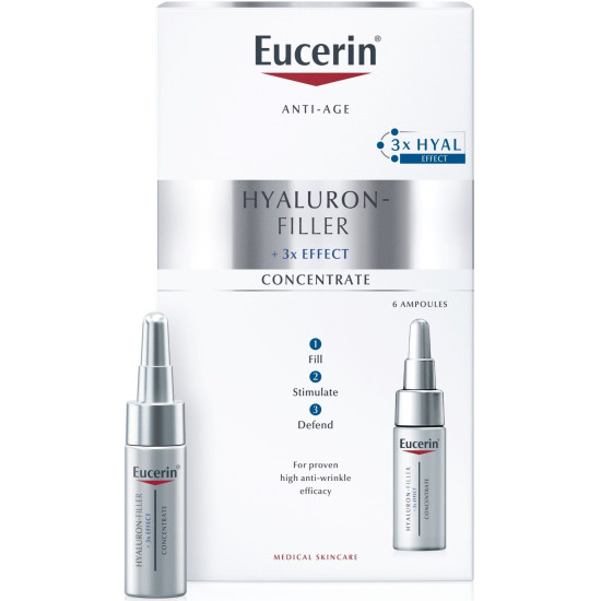 EUCERIN HYALURON-FILLER + 3x EFFECT Concentrate концентриран серум за лице против бръчки за всеки тип кожа 5 мл х 6 бр