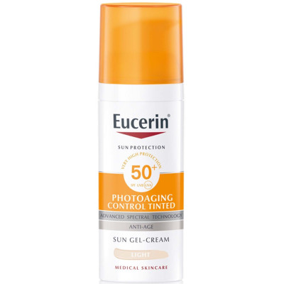 ЕУСЕРИН SUN PHOTOAGING CONTROL SPF50+ LIGHT слънцезащитен анти-ейдж крем светъл нюанс 50 мл