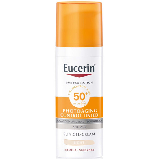 ЕУСЕРИН SUN PHOTOAGING CONTROL SPF50+ LIGHT слънцезащитен анти-ейдж крем светъл нюанс 50 мл