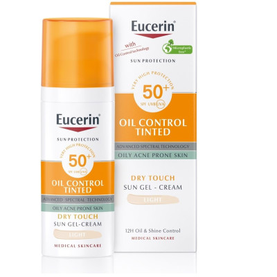 ЕУСЕРИН SUN OIL CONTROL SPF50+ слънцезащитен гел-крем светъл нюанс 50 мл