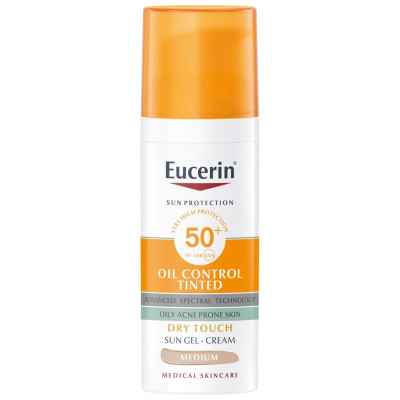 ЕУСЕРИН SUN OIL CONTROL SPF50+ слънцезащитен гел-крем тъмен нюанс 50 мл