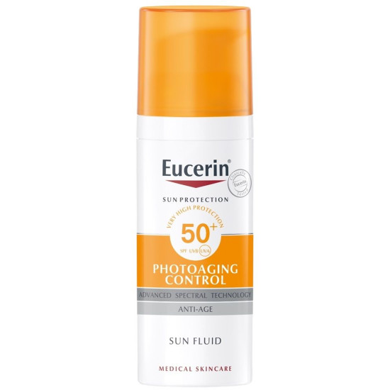 EUCERIN SUN PHOTOAGING CONTROL SPF50+ Fluid cлънцезащитен флуид за лице за контрол на фотостареенето за всеки тип кожа 50 мл
