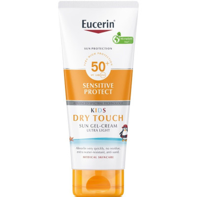 EUCERIN SUN SENSITIVE PROTECT KIDS DRY TOUCH SPF50+ слънцезащитен гел-крем за деца за лице и тяло за чувствителна кожа 200 мл