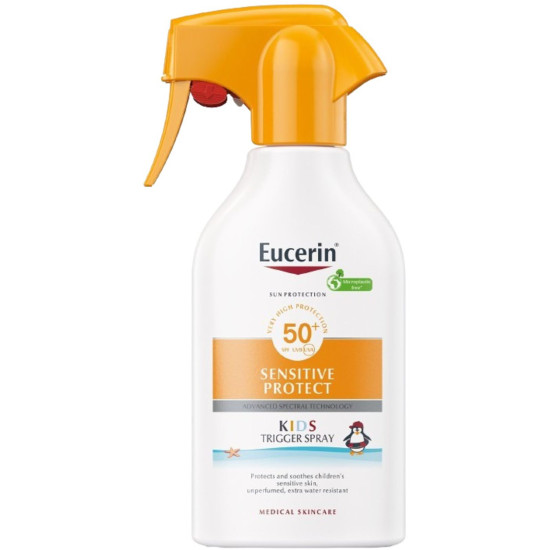 EUCERIN SUN SENSITIVE PROTECT KIDS SPF50+ слънцезащитен спрей с помпа за деца за лице и тяло за чувствителна кожа 250 мл