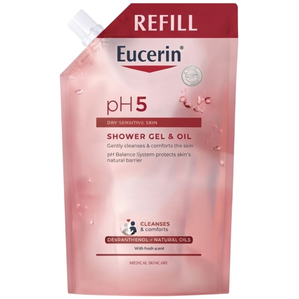 EUCERIN PH5 Shower Gel & Oil Refill душ-гел с натурални масла за тяло за чувствителна кожа ЕКО ПЪЛНИТЕЛ 400 мл - Грижа за тялото