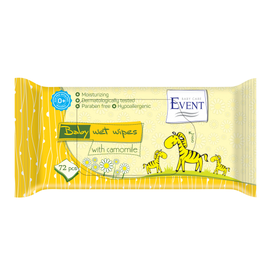 ЕВЕНТ BABY бебешки мокри кърпи с лайка х 72 бр