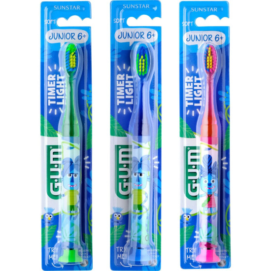 ГЪМ JUNIOR 6+ TIMER LIGHT SOFT детска четка за зъби с таймер за деца 6+ г 903