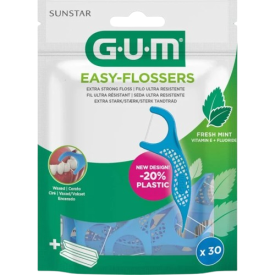 ГЪМ EASY FLOSSERS COOL MINT дентален конец клечка с аромат на мента 890