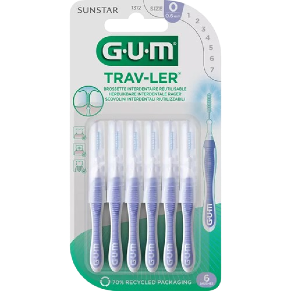 Toothbrush Gum interdental 0.6 mm purple 6 pcs / Четка за зъби Gum интердентална 0.6 мм лилави 6 бр - Интердентална Четка Toothbrush Gum interdental 0.6 mm purple 6 pcs / Четка за зъби Gum интердентална 0.6 мм лилави 6 бр - Интердентална Четка