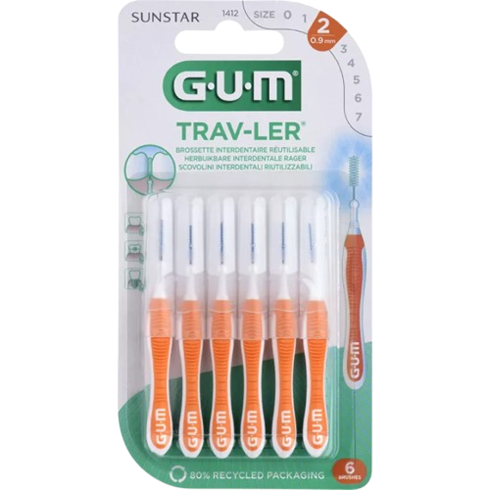 Toothbrush Gum interdental 0.9 mm orange 6 pcs / Четка за зъби Gum интердентална 0.9 мм оранжеви 6 бр - Интердентална Четка Toothbrush Gum interdental 0.9 mm orange 6 pcs / Четка за зъби Gum интердентална 0.9 мм оранжеви 6 бр - Интердентална Четка