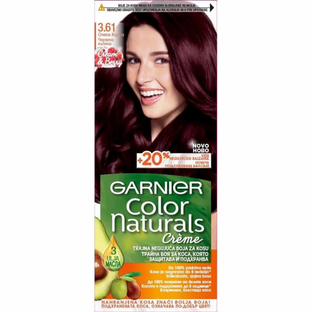 ГАРНИЕ COLOR NATURALS боя за коса 3.61 /червена къпина/ - Грижа за косата