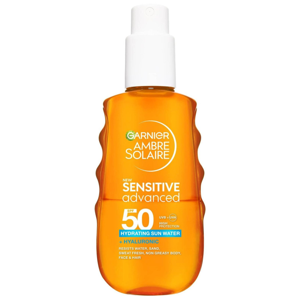 GARNIER AMBRE SOLAIRE SENSITIVE ADVANCE WATER SPF50+ слънцезащитна вода за лице и коса спрей 150 мл - Слънцезащита