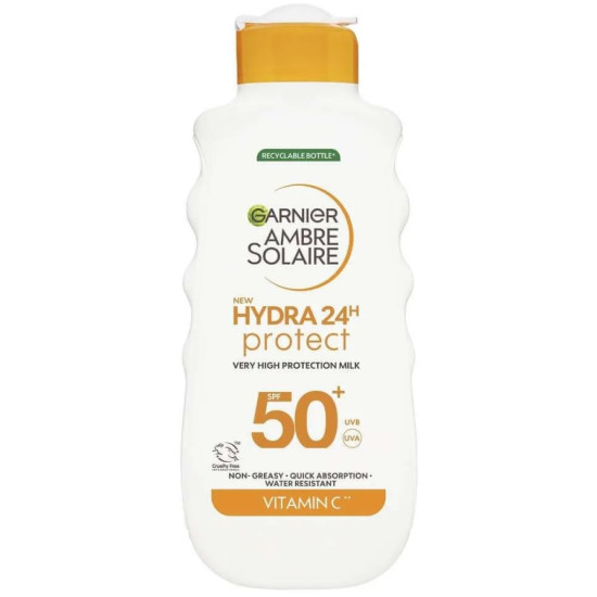 GARNIER AMBRE SOLAIRE HYDRA PROTECT 24H SPF50 хидратиращо слънцезащитно мляко за тяло 175 мл