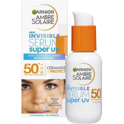 GARNIER AMBRE SOLAIRE INVISIBLE SUPER UV SPF50+ невидим серум за лице 30 мл