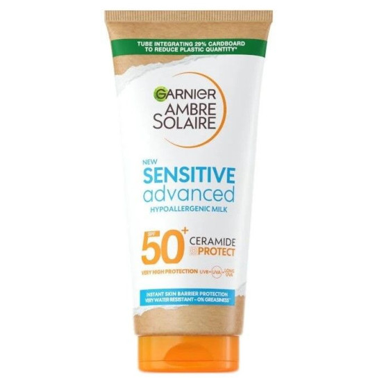 ГАРНИЕ AMBRE SOLAIRE SENSITIVE ADVANCE слънцезащитно мляко за лице и тяло SPF 50+ туба 175 мл