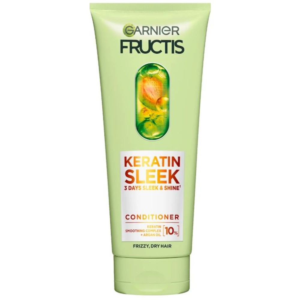 GARNIER FRUCTIS KERATIN SLEEK Conditioner изглаждащ балсам за блясък за суха и непокорна коса 200 мл - Грижа за косата