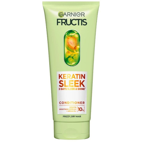 GARNIER FRUCTIS KERATIN SLEEK Conditioner изглаждащ балсам за блясък за суха и непокорна коса 200 мл
