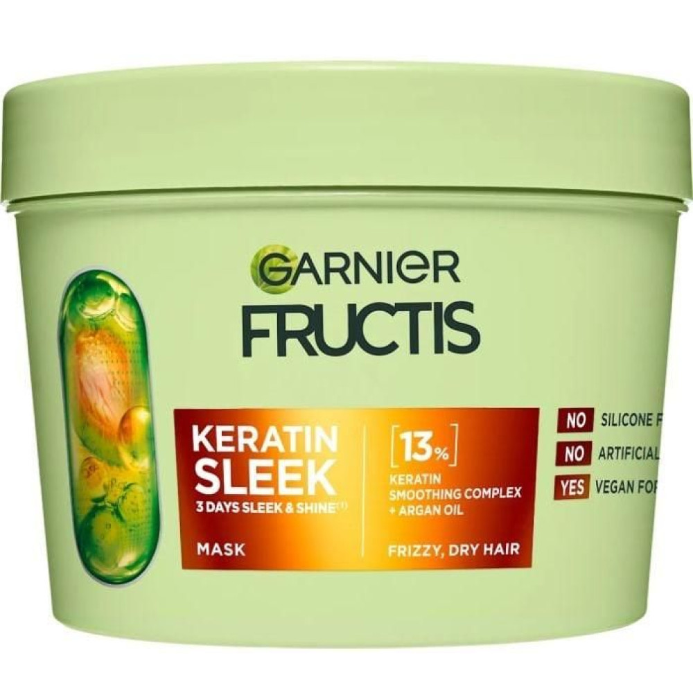 GARNIER FRUCTIS KERATIN SLEEK Mask маска за суха, непокорна и безжизнена коса 370 мл - Грижа за косата