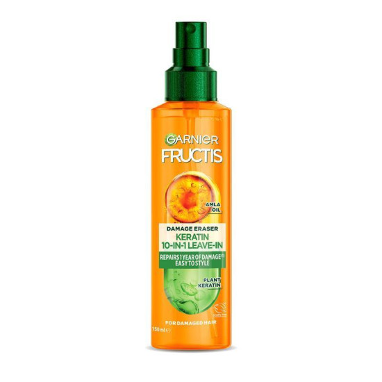GARNIER FRUCTIS SOS Keratin Filler 10 in 1 термозащитен спрей с кератин и масло от марула за увредена коса 150 мл