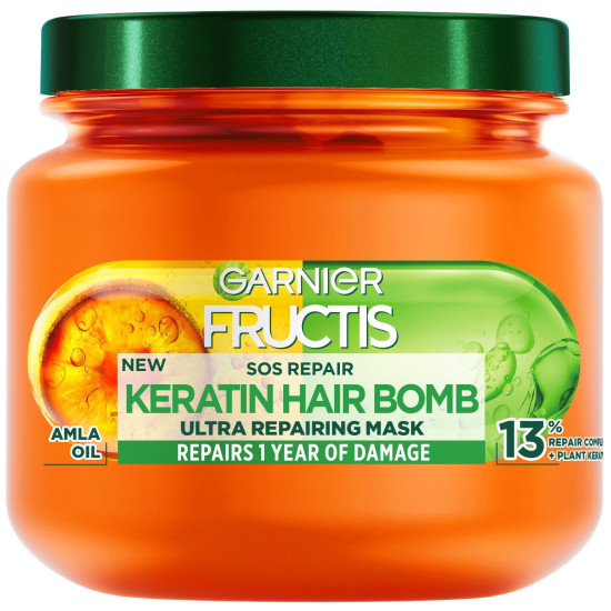 GARNIER FRUCTIS SOS REPAIR Keratin Hair Bomb възстановяваща маска за коса с кератин и масло от амла 320 мл