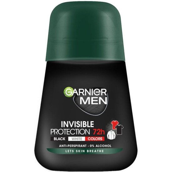 GARNIER MEN INVISIBLE BLACK & WHITE COLORS 72H део рол-он против изпотяване за мъже 50 мл