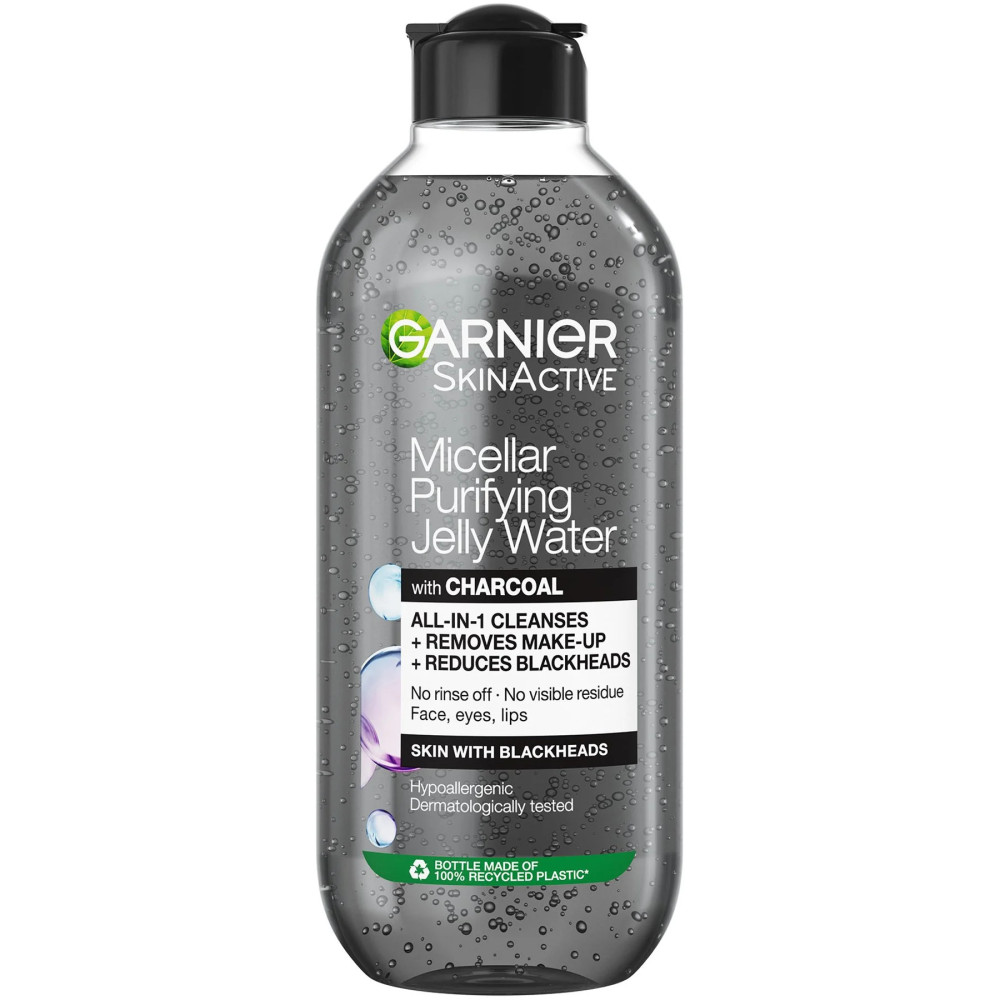 ГАРНИЕ SKIN NATURALS MICELLAR PURIFYING JELLY WATER with CHARCOAL мицеларна вода с активен въглен 400 мл - Грижа за лицето